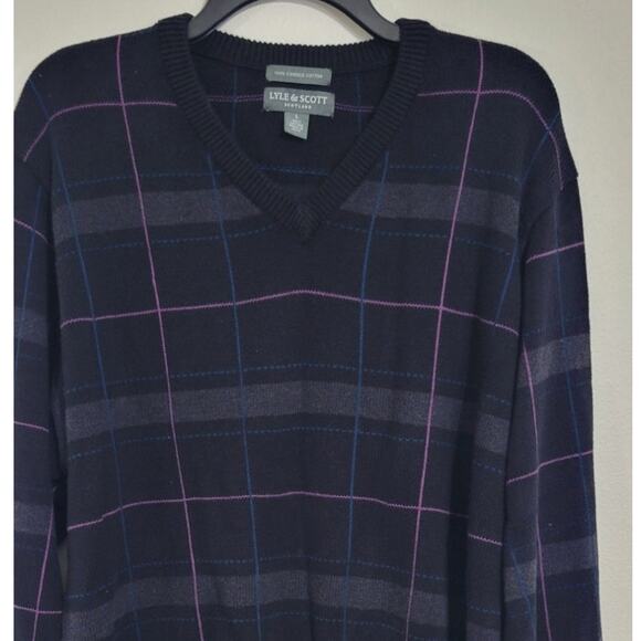 Lyle & Scott Sweater Mens Large 90's Vintage Sweater 100% Cotton Grandpa Dad - Picture 2 of 8